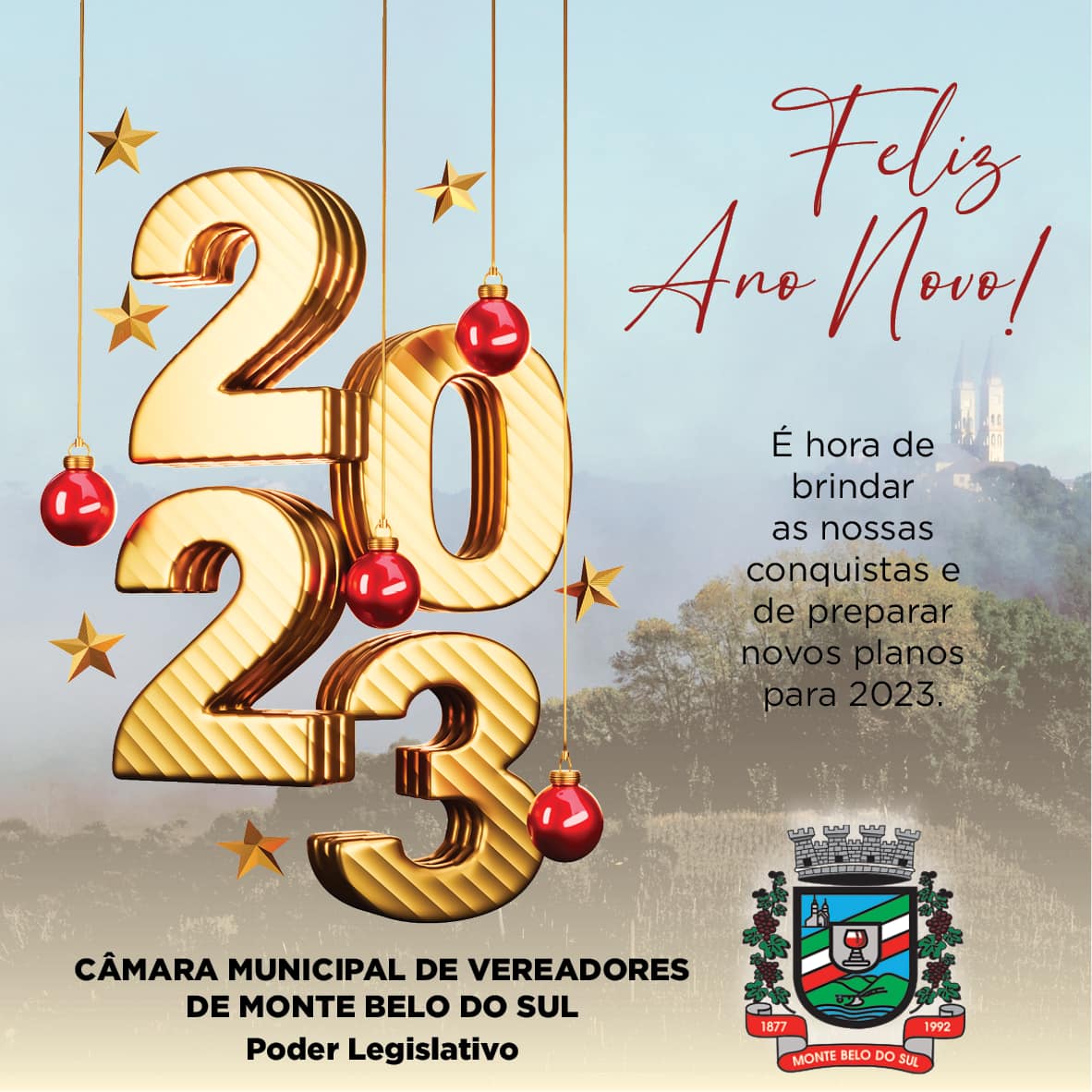 A Câmara de Vereadores deseja a todos um Feliz Ano Novo!