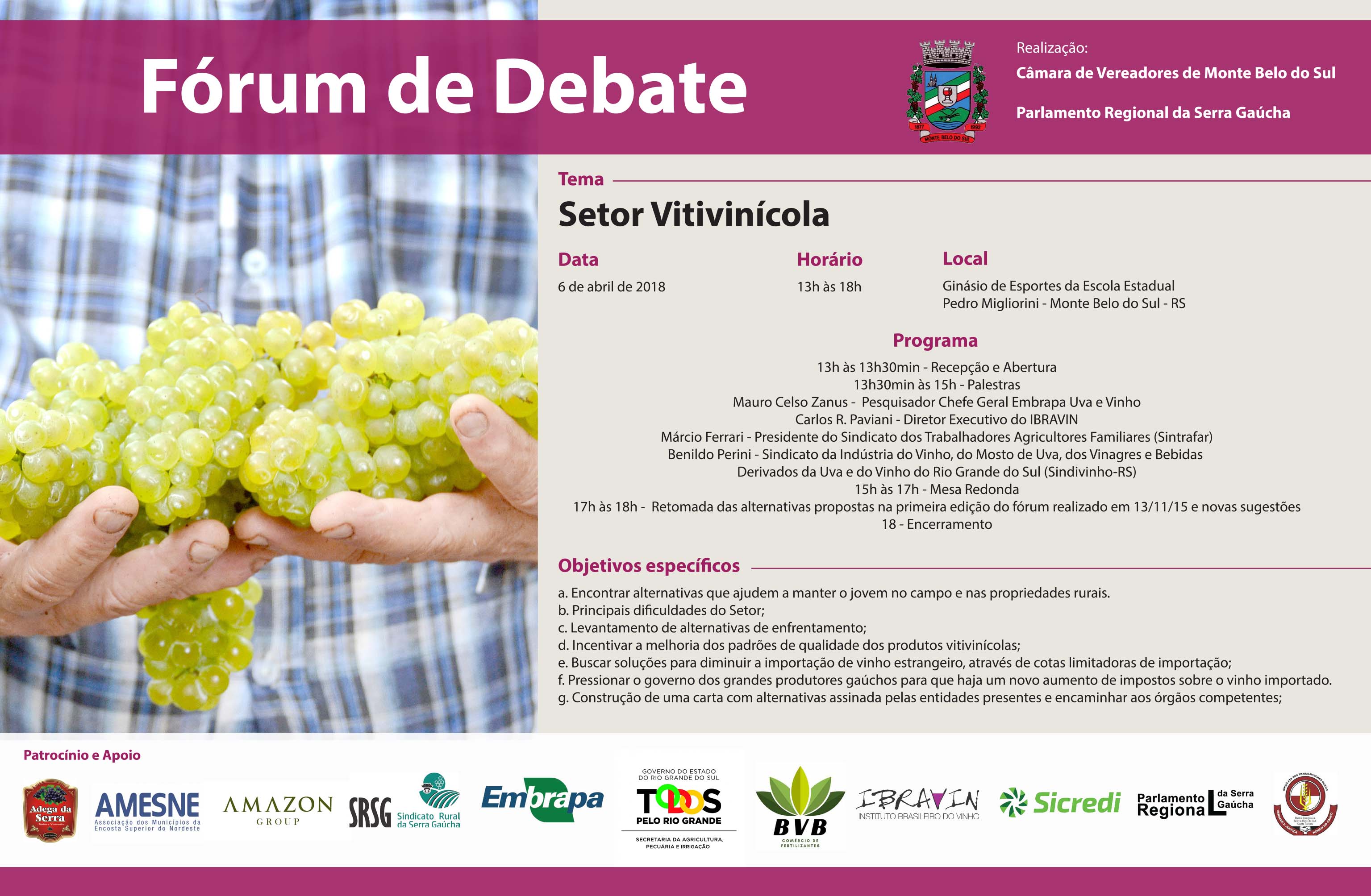 Câmara de Vereadores de Monte Belo do Sul e Parlamento Regional promovem II Fórum de Debate do Setor Vitivinícola 