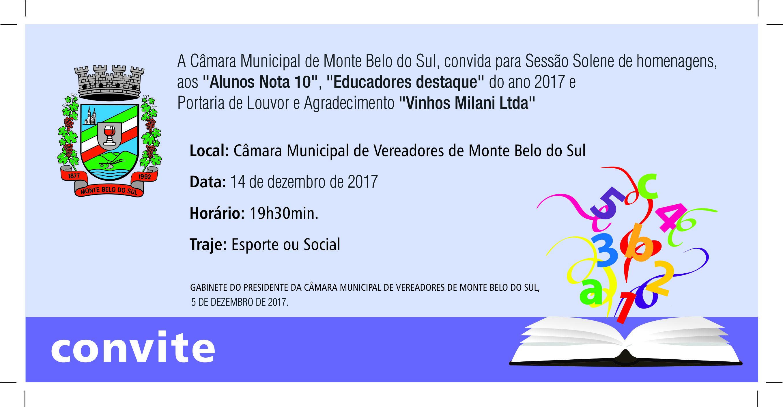 Câmara de Vereadores de Monte Belo do Sul homenageia Aluno Nota Dez, Educadores Destaque e entrega Portaria de Louvor para Vinhos Milani Ltda