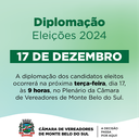 Candidatas e candidatos eleitos serão diplomados no dia 17 de dezembro