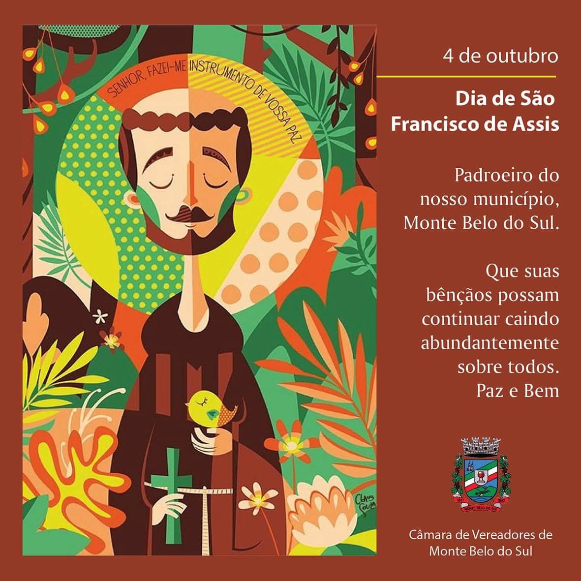 Dia de São Francisco de Assis, padroeiro da Igreja Matriz de Monte Belo do Sul