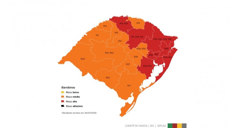 Mapa definitivo da 11ª rodada do Distanciamento Controlado tem oito regiões em vermelho