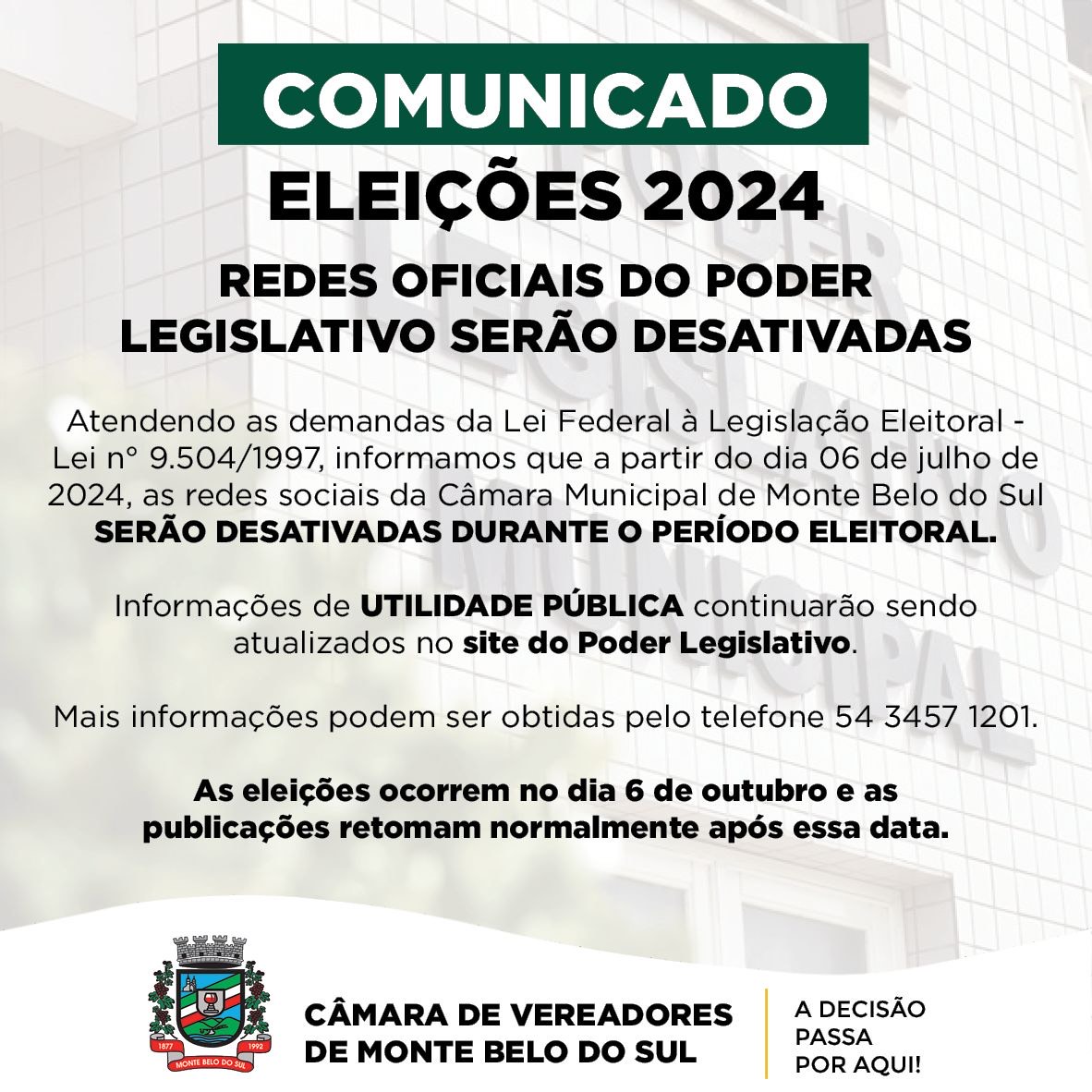 Redes sociais ficarão congeladas durante período eleitoral